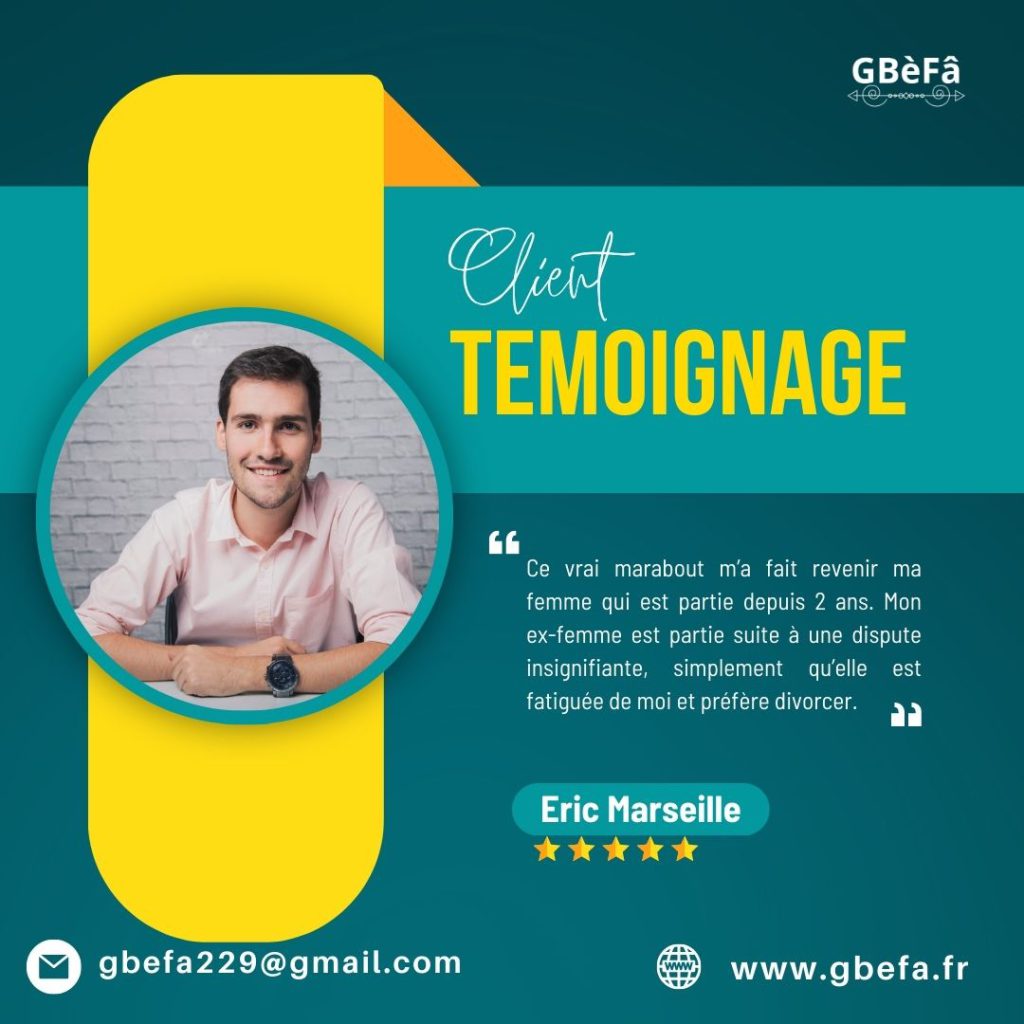 Témoignage du Mr Eric depuis Marseille sur PROPHETE GBEFA